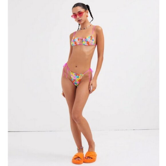 💕FOR LOVE AND LEMONS Yasmin String Bikini Bottom Watercolor Floral Print S NWT - Picture 6 of 13